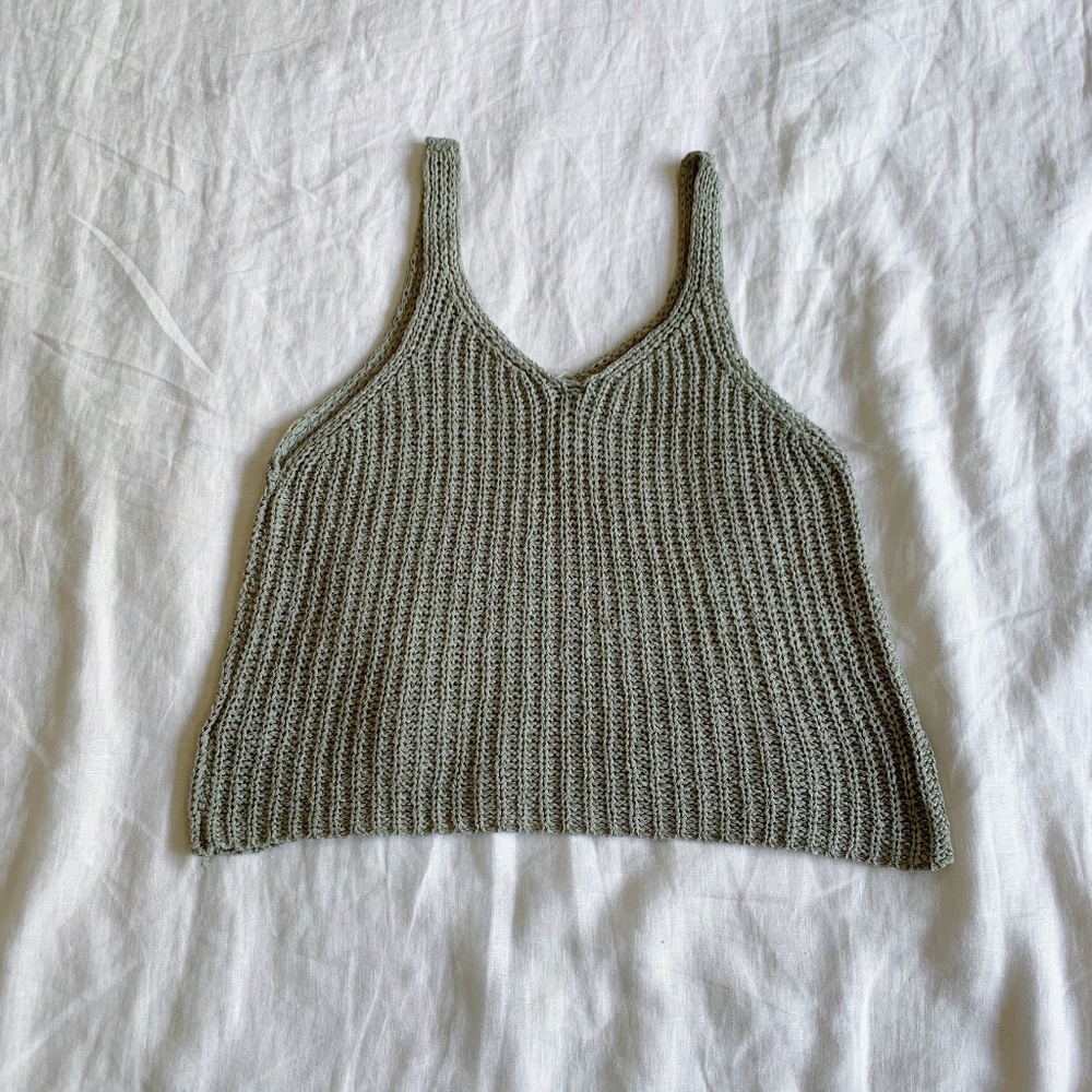 Sage Green Knit Tank Top - Picture 1 of 3